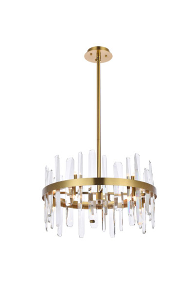 Serena 20 Inch Crystal Round Pendant In Satin Gold 2200D20SG By Elegant Lighting