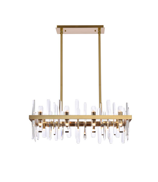 Serena 30 Inch Crystal Rectangle Chandelier In Satin Gold 2200G30SG By Elegant Lighting