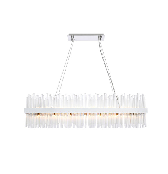 Dallas 48 Inch Rectangle Crystal Pendant In Chrome 3000G48C By Elegant Lighting