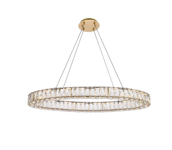 Monroe 36 Inch Led Oval Single Pendant In Gold 3503D36G By Elegant Lighting