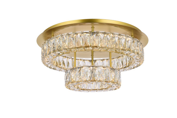 Monroe 22 Inch Led Double Flush Mount In Gold 3503F22L2G By Elegant Lighting