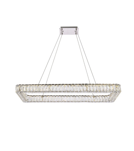 Monroe 42 Inch Led Single Rectangle Pendant In Chrome 3504D42L1C By Elegant Lighting