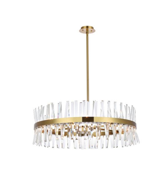 Serephina 36 Inch Crystal Round Chandelier Light In Satin Gold 6200D36SG By Elegant Lighting