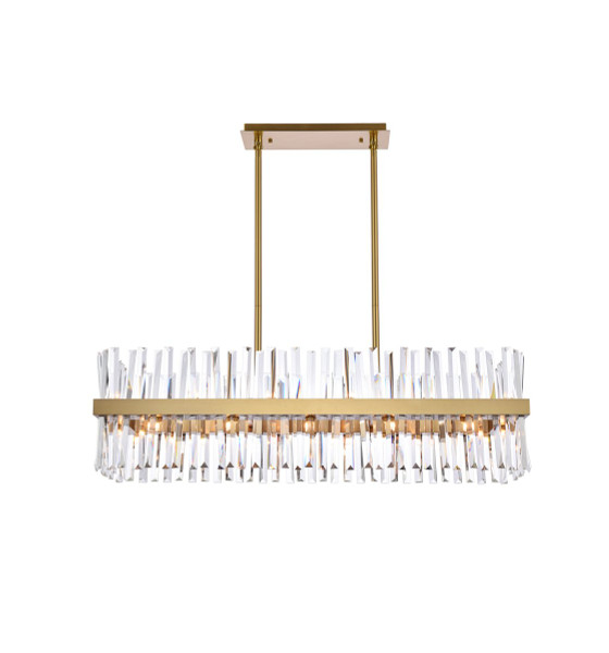 Serephina 42 Inch Crystal Rectangle Chandelier Light In Satin Gold 6200G42SG By Elegant Lighting