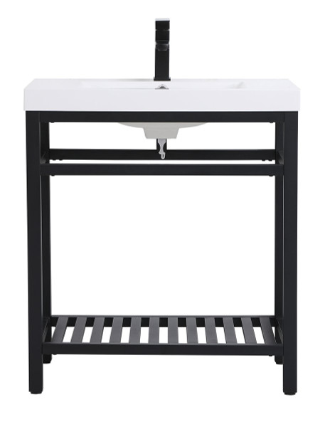 30 Inch Single Bathroom Metal Vanity In Black VF14030BK By Elegant Lighting