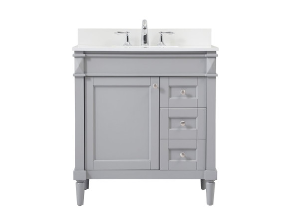 32 Inch Single Bathroom Vanity In Grey With Backsplash VF31832GR-BS By Elegant Lighting