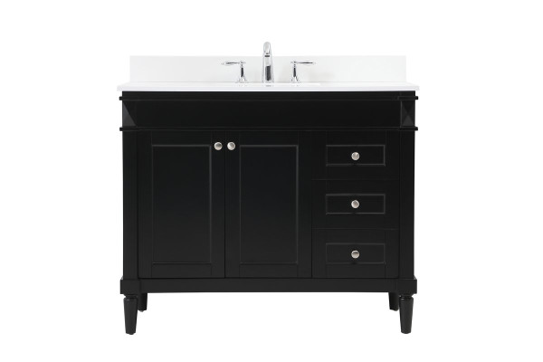 42 Inch Single Bathroom Vanity In Black With Backsplash VF31842BK-BS By Elegant Lighting