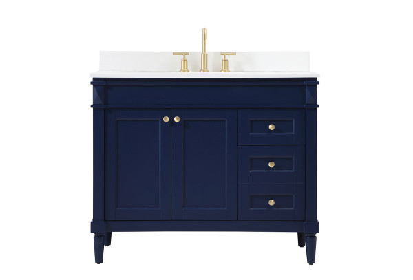 42 Inch Single Bathroom Vanity In Blue With Backsplash VF31842BL-BS By Elegant Lighting