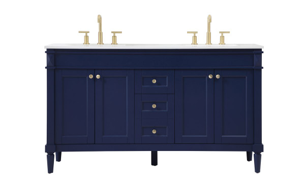 60 Inch Double Bathroom Vanity In Blue VF31860DBL By Elegant Lighting