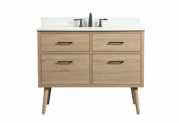 42 Inch Single Bathroom Vanity In Mango Wood With Backsplash VF41042MW-BS By Elegant Lighting