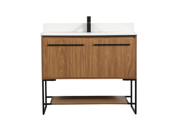 40 Inch Single Bathroom Vanity In Walnut Brown With Backsplash VF42540WB-BS By Elegant Lighting