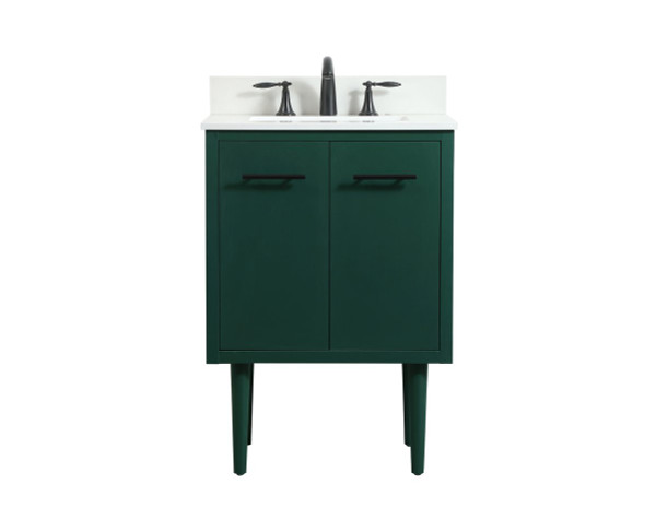 24 Inch Single Bathroom Vanity In Green With Backsplash VF48024MGN-BS By Elegant Lighting