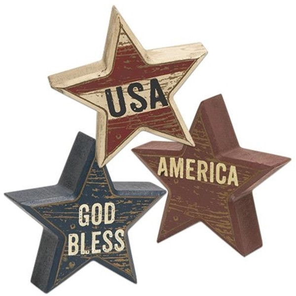 Usa Star Sitter 3 Asstd. (Pack Of 3) G34103 By CWI Gifts