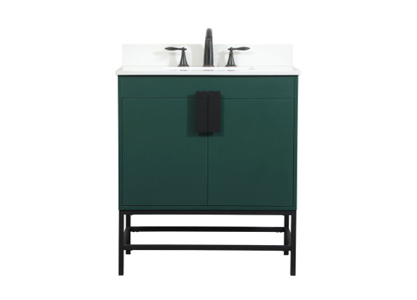 30 Inch Single Bathroom Vanity In Green With Backsplash VF48830MGN-BS By Elegant Lighting
