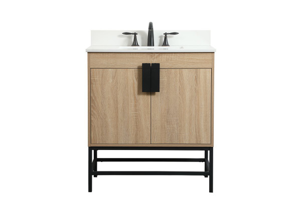 30 Inch Single Bathroom Vanity In Mango Wood With Backsplash VF48830MW-BS By Elegant Lighting