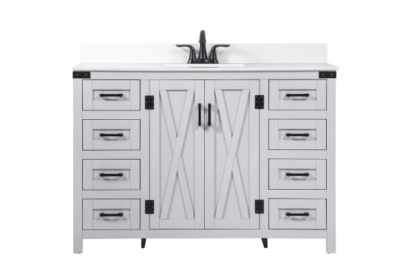 48 Inch Single Bathroom Vanity In Grey With Backsplash VF90248GR-BS By Elegant Lighting