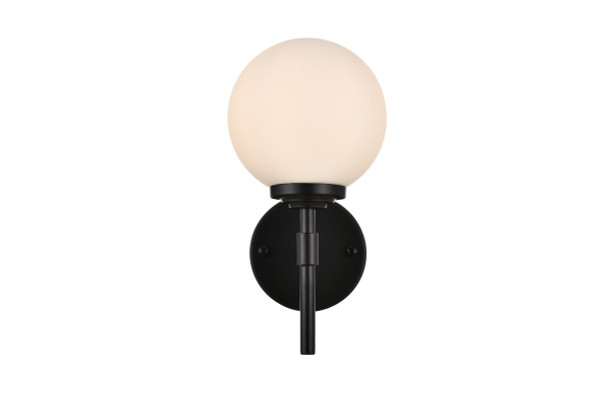 Ansley 1 Light Black And Frosted White Bath Sconce LD7301W6BLK By Elegant Lighting