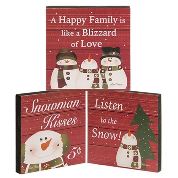 Snowman Kisses Block 3 Asstd. (Pack Of 3) G34189 By CWI Gifts