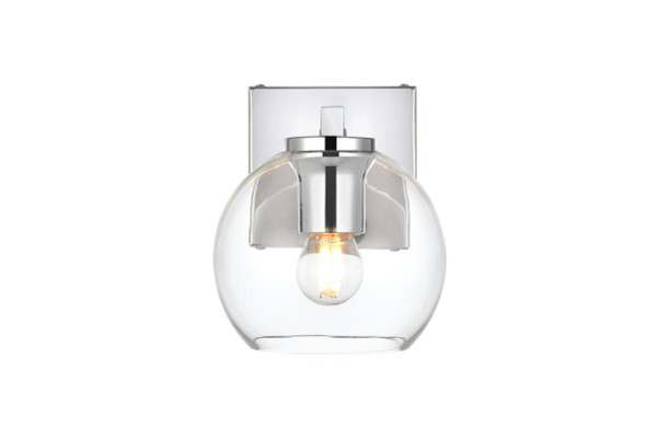 Juelz 1 Light Chrome And Clear Bath Sconce LD7311W6CH By Elegant Lighting