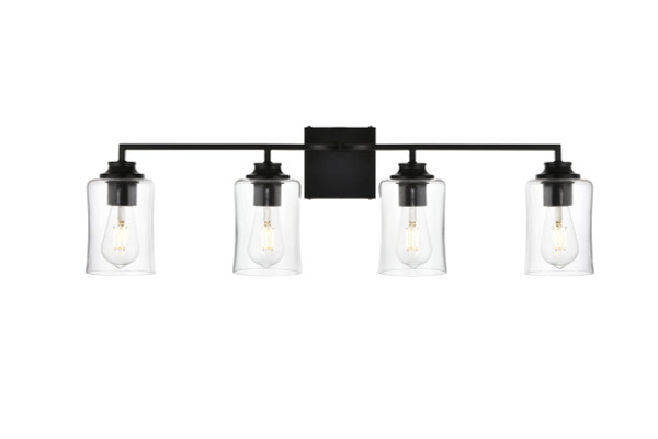 Ronnie 4 Light Black And Clear Bath Sconce LD7314W32BLK By Elegant Lighting