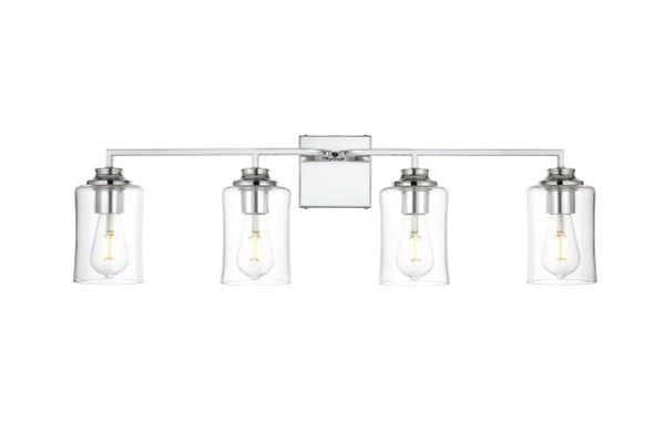 Ronnie 4 Light Chrome And Clear Bath Sconce LD7314W32CH By Elegant Lighting
