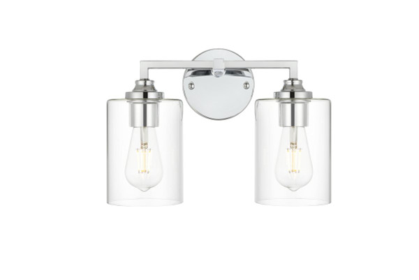 Mayson 2 Light Chrome And Clear Bath Sconce LD7315W14CH By Elegant Lighting