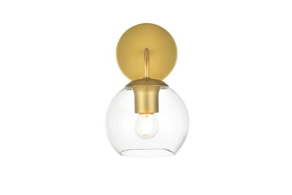 Genesis 1 Light Brass And Clear Bath Sconce LD7321W6BRA By Elegant Lighting