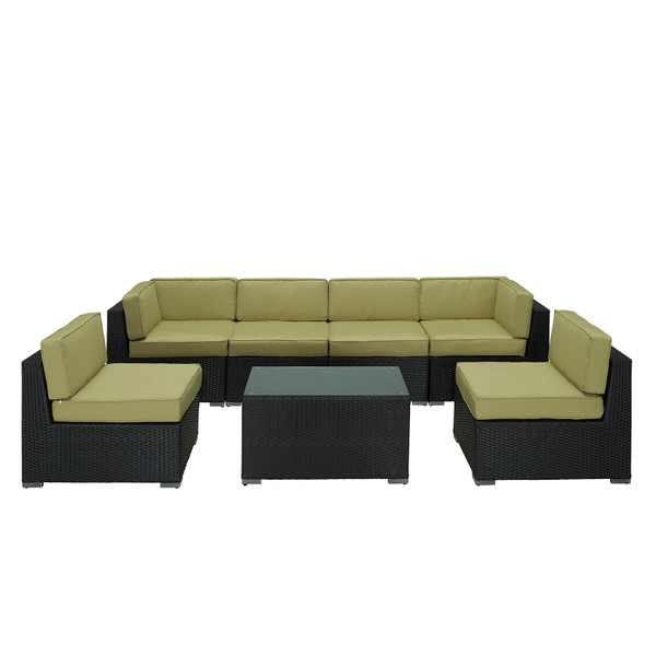 Modway Aero 7 Piece Outdoor Patio Sectional Set - Espresso Peridot EEI-695-EXP-PER-SET