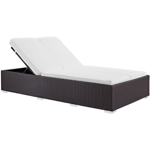 Modway Evince Double Outdoor Patio Chaise - Espresso White EEI-787-EXP-WHI