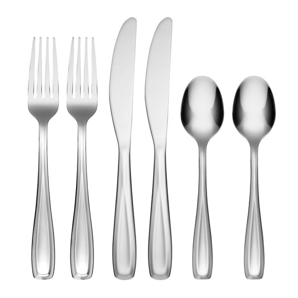 Waylen Mirror 18/0 6-Piece Little Table Spoon, Dinner Fork, Dinner Knife 4265V2HCCB89 By Lenox