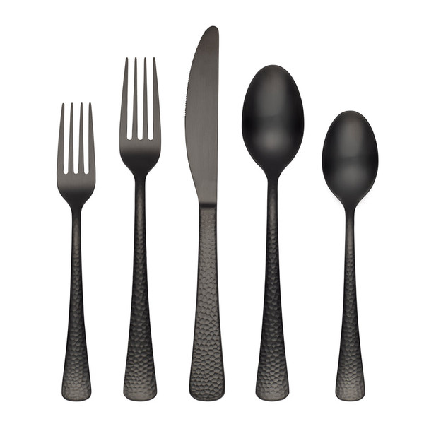 Brody Pvd Black Satin-Hammered 20-Piece Flatware Set 514120CKW12R By Lenox