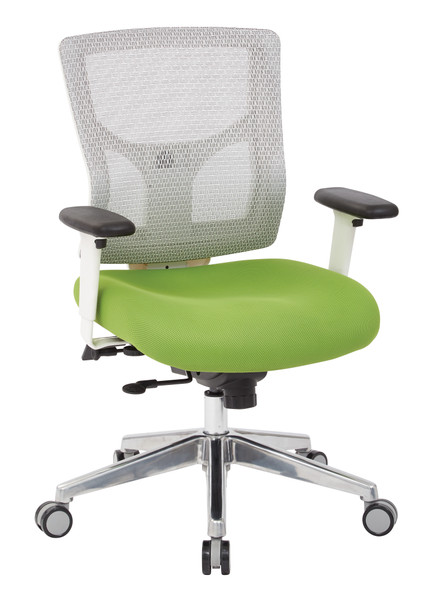 Progrid White Mesh Mid Back Chair - White/Green 95673-6 By Office Star