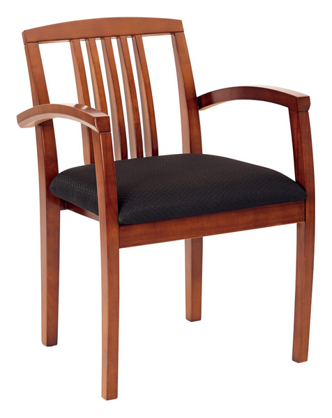 Light Cherry Finish Leg Chair With Upholstered Seat And Wood Slat Back - Light Cherry KEN-992-LCH By Office Star