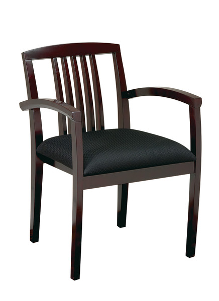 Mahogany Finish Leg Chair With Upholstered Seat And Wood Slat Back - Mahongay KEN-992-MAH By Office Star
