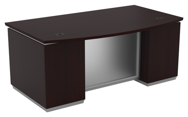 Tuxedo Bow Front Double Ped Desk 72X42 - Dark Roast TUXDKR-TYP1 By Office Star