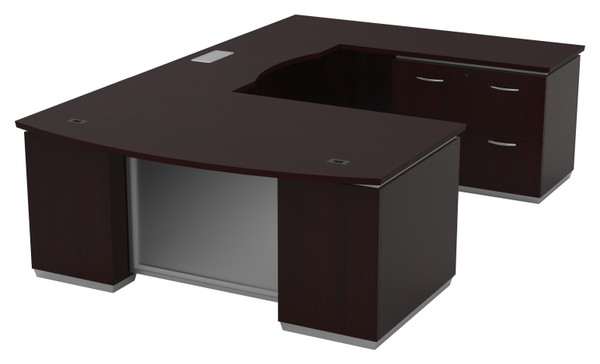 Tuxedo U-Shape With Right Bridge + Lateral File Credenza Pedestal 72X114 - Dark Roast TUXDKR-TYP52R By Office Star