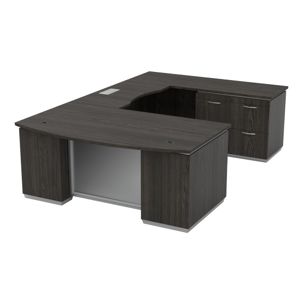Tuxedo U-Shape With Right Bridge + Lateral File Credenza Pedestal 72X114 - Slate Grey TUXSGW-TYP52R By Office Star