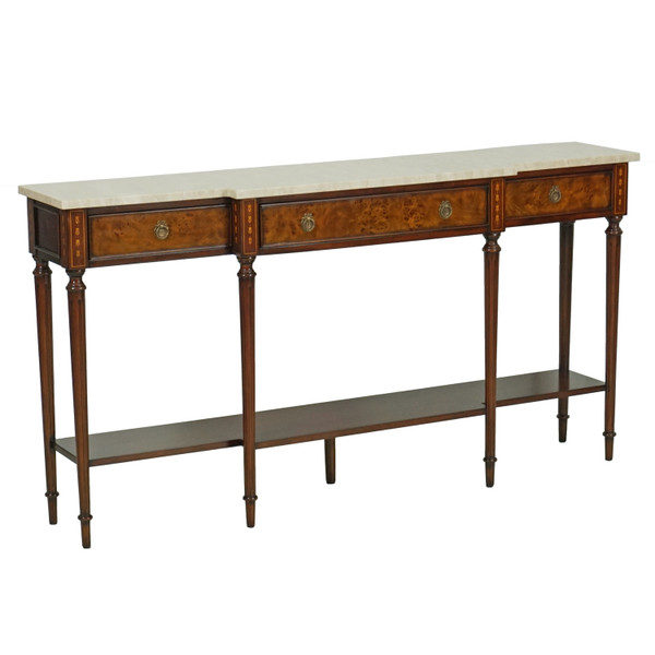 34898EM/C Vintage Regency Console In Mahogany With Cream Marble