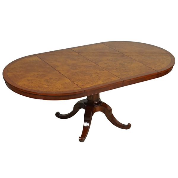 33001BSC Vintage Round Pesestal Table With 2 Leaves Burl