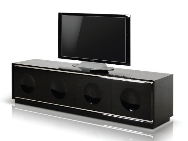 VGUNCK6306-200-BLK A&X Grand Modern Black Crocodile Lacquer Tv Stand By VIG Furniture