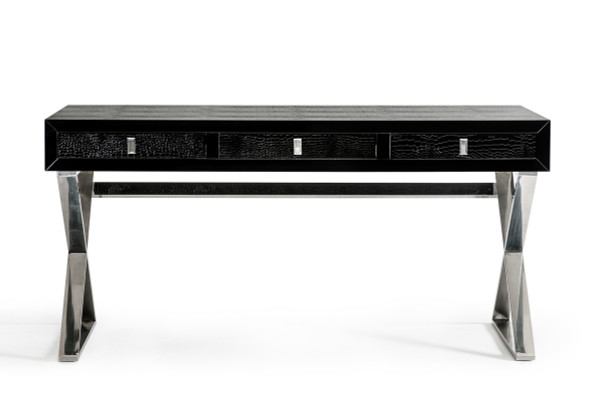 VGUNAS706-150-BLK A&X Congress Transitional Black Crocodile Desk By VIG Furniture
