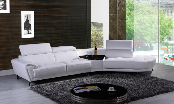 VGKNK8029-TOP-WHT-RAF Divani Casa Raizel Modern White Leather Sectional Sofa With Right Facing Chaise By VIG Furniture