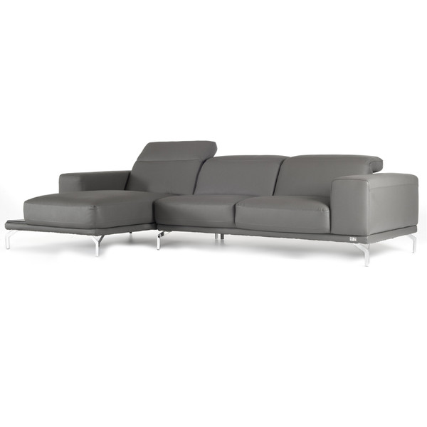 VGKNK8216-GRY Divani Casa Belize Modern Grey Eco-Leather Sectional Sofa By VIG Furniture