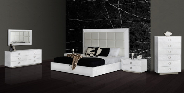 VGUNVICTORIA-SET-WHT-Q Queen A&X Victoria Modern White Crocodile Bedroom Set By VIG Furniture