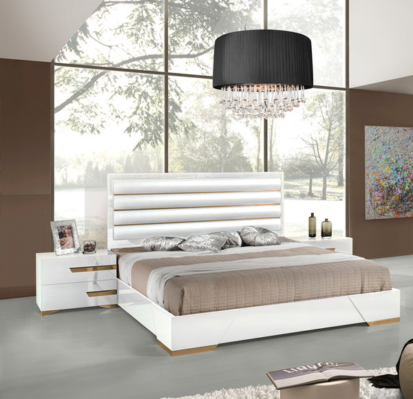 VGACJULIET-BED-EK Eastern King Nova Domus Juliet Italian Modern White & Rosegold Bed By VIG Furniture