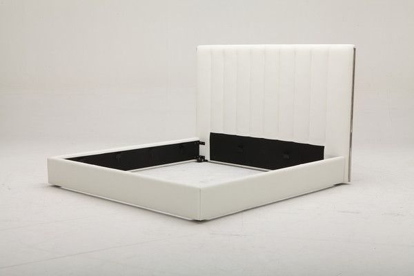 VGKK-KFB1008-WHT-BED-1 Modrest Valhalla - Contemporary White Fabric Q Bed By VIG Furniture