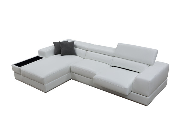 VGEV-5106B-M Divani Casa Pella Mini - Modern White Bonded Leather Left Facing Sectional Sofa By VIG Furniture