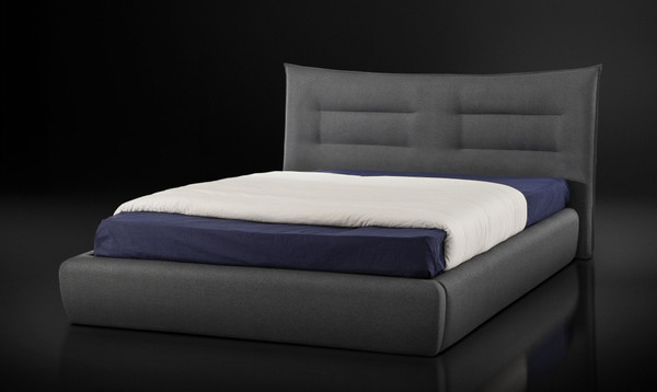VGACBARISTA-BED-Q Modrest Barista - Queen Italian Modern Dark Blue Upholstered Bed By VIG Furniture