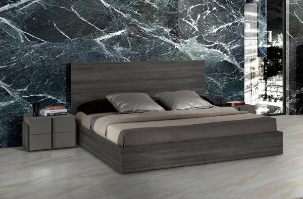 VGACLUCIA-GRY-BED-Q Nova Domus Lucia - Queen Italian Modern Matte Grey / Elm Grey Bed By VIG Furniture