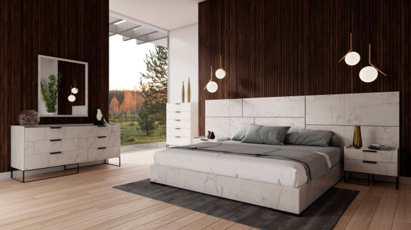 VGACMARBELLA-SET-WHT-Q Queen Nova Domus Marbella - Italian Modern White Marble Bed Set By VIG Furniture